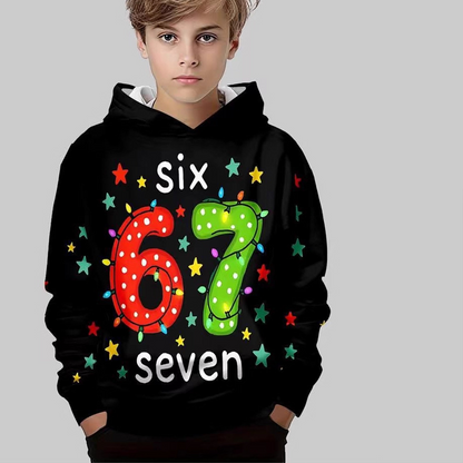 "67" Hoodie för Barn – Mjuk, Trendig & Inspirerad av den Virala Memén